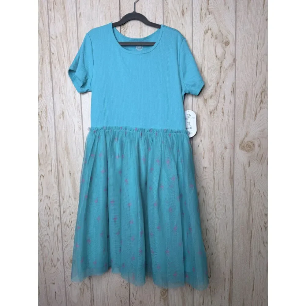 Wonder Nation Girls Tutu Dress with Short Sleeves Pink Flamingo tutu
